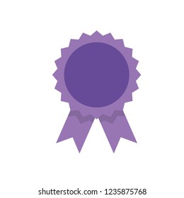 Medal badge with ribbon, flat vector illustration icon