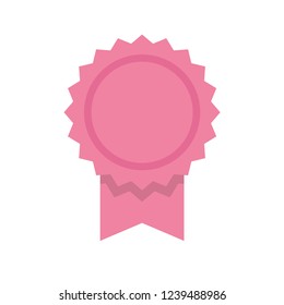 Medal badge with ribbon, flat vector illustration icon