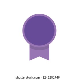 Medal badge with ribbon, flat vector illustration icon