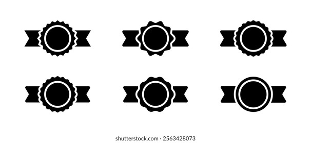 Medal badge ribbon icon set collection in generic style