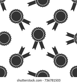Medal badge with ribbons icon seamless pattern on white background. Flat design. Vector Illustration