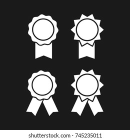 Medal badges with ribbons, Vector collection, flat design illustration.