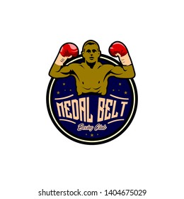 medal belt boxing club typography concept initial