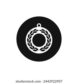 Medal black and white vector icon