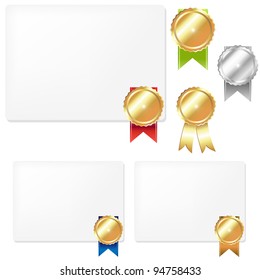 Medal And Blank Gift Tags, Isolated On White Background, Vector Illustration
