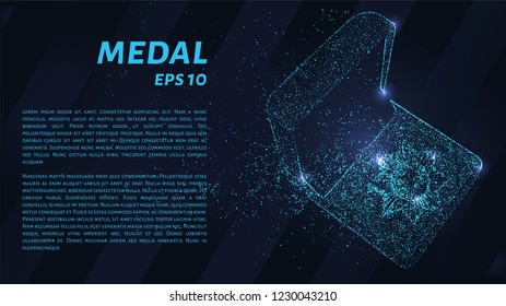 The medal with blue glowing lights. Medal in box