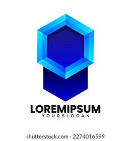 medal blue gradient logo design 
