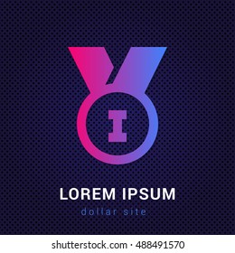 Medal Blue & Red colorful gradient attractive bright material Icon / Logo Design