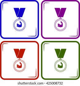 Medal bodybuilding vector icon