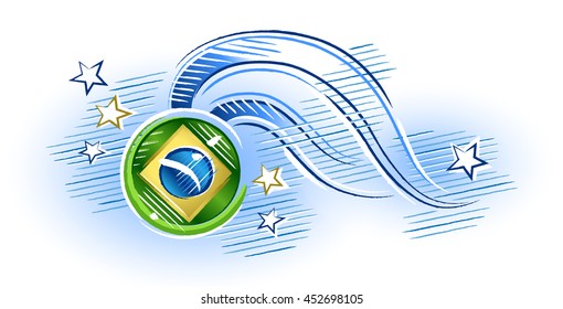 Medal with Brazil flag with stars around