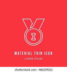 Medal Bright red material designed line thin flat icon / logo