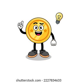 medal cartoon with get an idea pose , character design