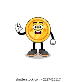 medal cartoon illustration doing stop hand , character design
