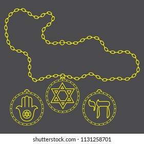 Medal chain. Jewish symbols.