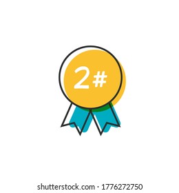 Medal Championship. Set Medals, 2nd, Winner, Reward, Trophy, Award, Competition. Flat Cartoon Style Suitable for Sticker, Icon