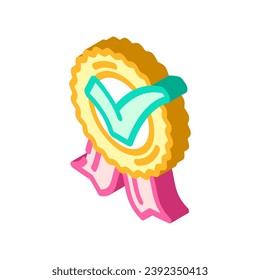 marca de verificación de medallas vector de icono isométrico. signo de marca de marca de medalla. ilustración de símbolo aislado