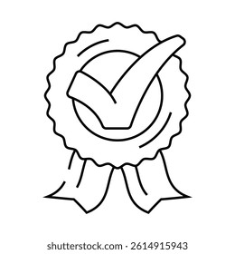 medal check mark line icon vector. medal check mark sign. isolated contour symbol black illustration