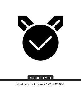 Medal Check Silhouette icon vector, illustration logo template in trendy style. Suitable for many purposes.