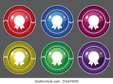 Medal Circular Vector Colorful Web Icon Set Button