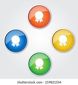 Medal Circular Vector Colorful Web Icon Set Button