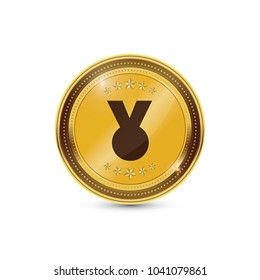 Medal Circular Vector Gold Web Icon