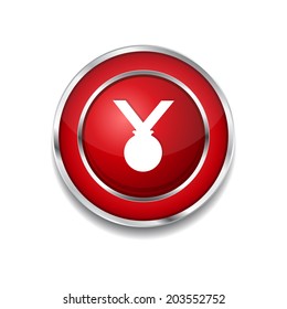Medal Circular Vector Red Web Icon Button