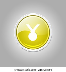 Medal Circular Vector Yellow Web Icon Button