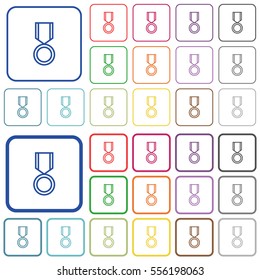 Medal color flat icons in rounded square frames. Thin and thick versions included.