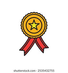 Medal colored vector icon on white background