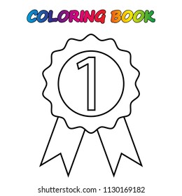 medal - coloring book.  Coloring  page to educate preschool kids .  Game for preschool kids.  Vector cartoon  