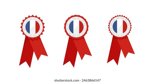 Medal in the colors of the French tricolor. Vector illustration for a festive or holiday decoration.