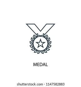 medal concept line icon. Simple element illustration. medal concept outline symbol design from success set. Can be used for web and mobile UI/UX