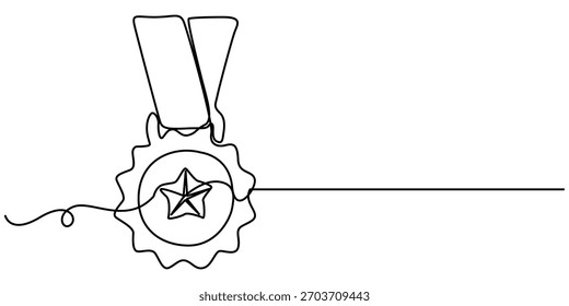 Medaille durchgehende einzeilige Zeichnung, von der besten Qualität Auszeichnung mit Gold-Stern prämierte Medaillengrafik. 