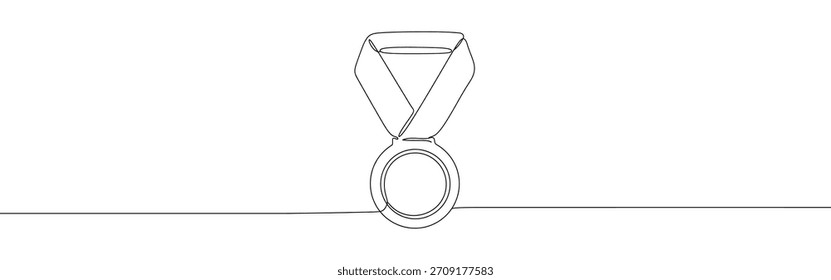 Medaille durchgehende einzeilige Zeichnung. Auszeichnung, olympisches Symbol.
