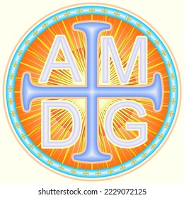 Medal with the Cross and letters AMDG, the abbreviation of an old Latin motto, meaning in English For the greater glory of God