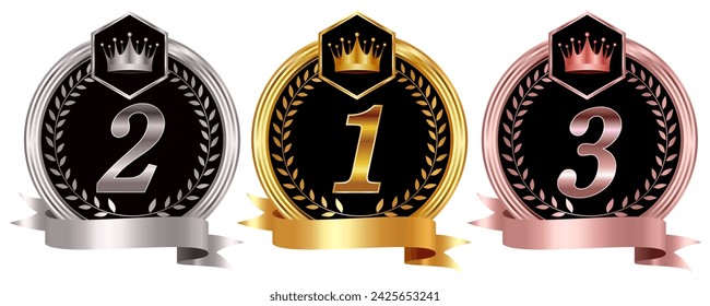medal crown gold ribbon icon