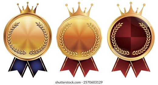 medal crown ribbon gold icon