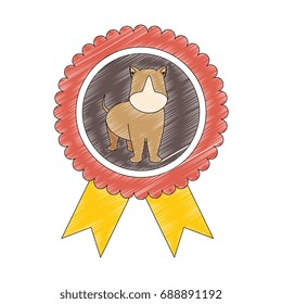 medal with dog icon scribble