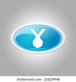 Medal Elliptical Vector Blue Web Icon Button
