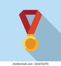 Medal exam icon flat vector. Study final. Cap thesis