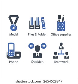 Medal, Files Folder, Office supplies, Phone, Decision, Teamwork commutation, icon