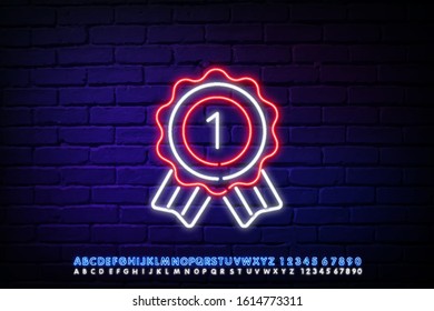 medal first icon. Elements of awards in neon style icons. Simple icon for websites, web design, mobile app, info graphics