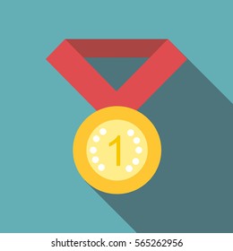 Medal for first place icon. Flat illustration of medal for first place vector icon for web design