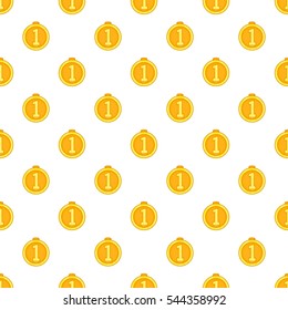Medal for first place pattern. Cartoon illustration of medal for first place vector pattern for web
