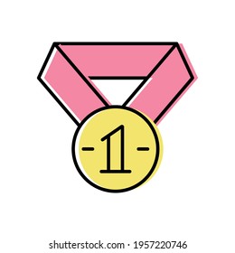 medal for first place. science and education. color vector icon in flat style