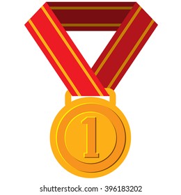 Medal for the first place, sports equipment.