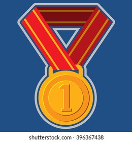 Medal for the first place, sports equipment.