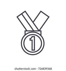 medal, first place vector line icon, sign, illustration on background, editable strokes