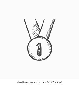 Medal for first place vector sketch icon isolated on background. Hand drawn Medal for first place icon. Medal for first place sketch icon for infographic, website or app.