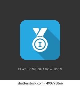 Medal Flat blue long shadow Icon / Logo Design